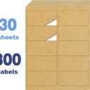 2 x 4" x 2" Kraft Labels Stickers, Quick-Drying Kraft Paper Letter Paper Size - 30 Sheets, Pack of 300