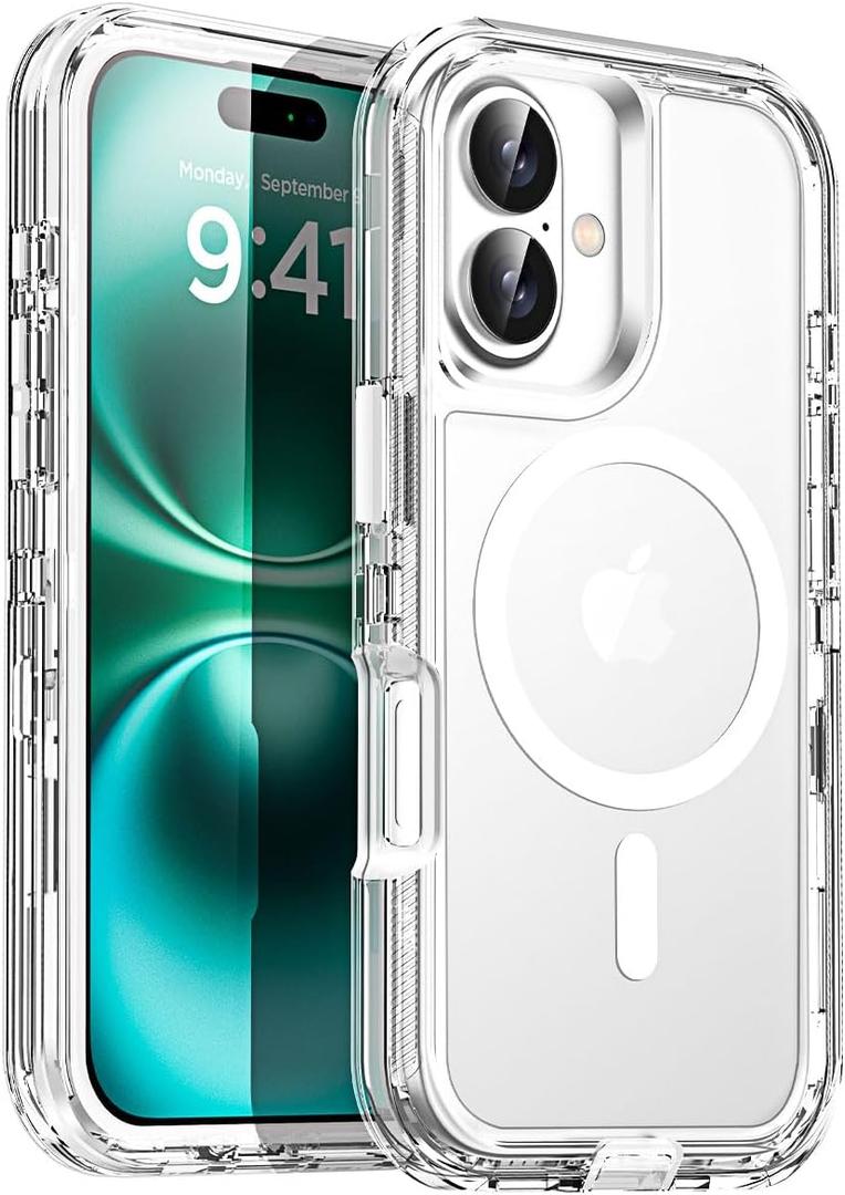 AICase for iPhone 17 Case Clear with Magsafe,3 in 1 Magnetic Heavy Duty Drop Protection Full Body Rugged Shockproof/Dust Proof 3-Layer Military Protective Tough Durable Cover for iPhone 17 6.3"_1