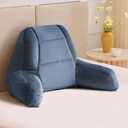 IASEAHK Reading Pillows for Sitting in Bed Adult, Back Pillow for Bed Sitting Up, Backrest Pillows with Shredded Foam for Adult&Teens, Support Pillow with Arms for Beds, Couch, Floor, 18in, Navy Blue