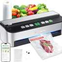PressFree TRUE-Auto Vacuum Sealer Machine, Beelicious 85KPA Fully Automatic 8-IN-1 Food Sealer with Bags Storage, Build-in Cutter, Moist Mode and Air Suction Hose | Digital Countdown | Sous Vide