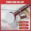 Ausemku Shower Curtain Rod - 32-68 Inch Rustproof Tension Rod, Non-Slip Spring Design, No Drilling Adjustable Curtain Rod for Bathroom, Kitchen, and Closet, Brown