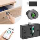 Bluetooth Fingerprint Cabinet Lock, Smart Biometric Keyless Hidden File Drawer Wardrobe, Child Safety Electric DIY Wooden Furniture Privacy (Alloy Steel)