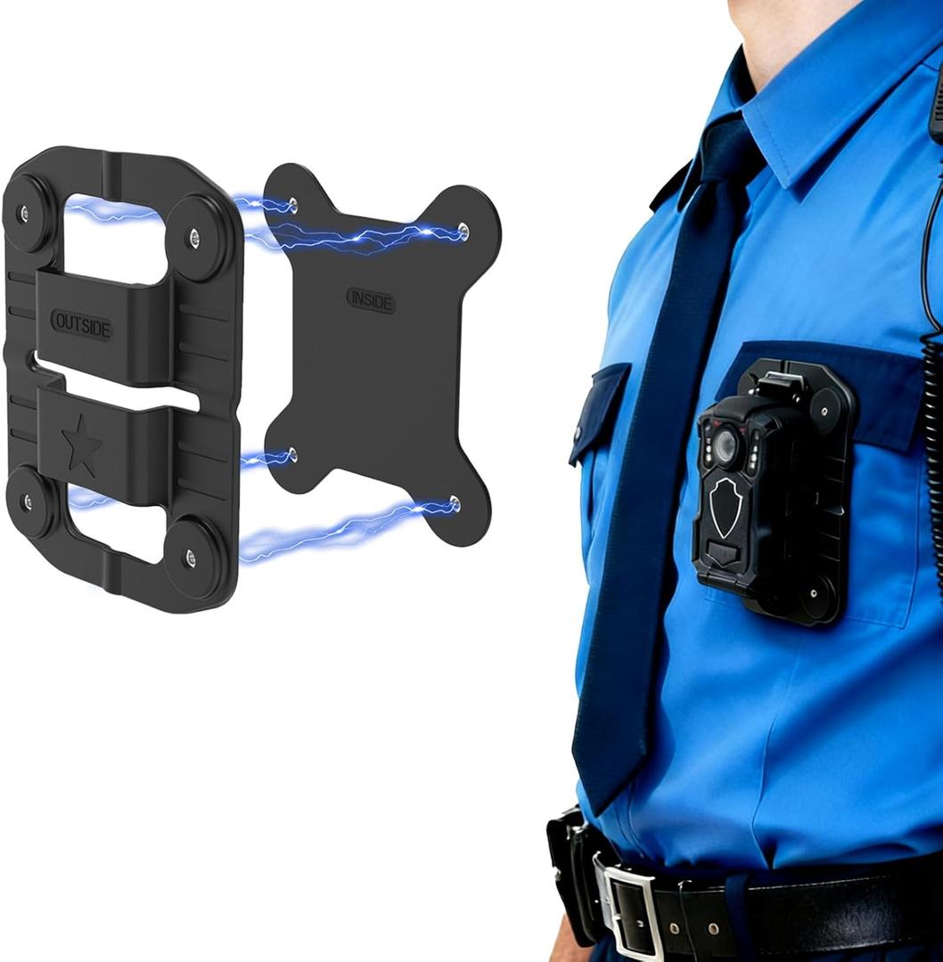 Body Camera Mount,Universal Strong Magnet Cam Holder Stick to Clothes Prevent Moving,Compatible with All Police Camera Models (BLACK1)
