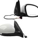 Dasbecan Right Passenger Side Mirror Compatible with 2009-2017 Volkswagen Tiguan Side Door Mirror w/Power Heated Glass Turn Signal Manual Folding Gloss White Cover VW1321131 5N1857508Q9B9 (6 Pins)