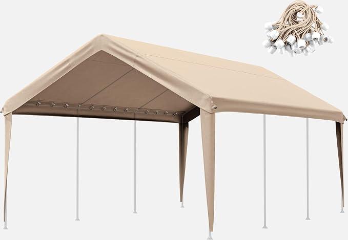 10x20 Carport Canopy Replacement Cover, Heavy Duty Waterproof Garage Tarp