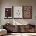 Large 3D Textured Framed Neutral Abstract Wall Art, 3 Piece Modern Artwork for Walls, Minimalist White Brown Geometric Wall Paintings for Living Room, Dining Room, Lounge, Bedroom Wall Decor 20x30 In