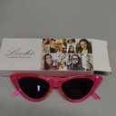 livho Retro Vintage Narrow Cat Eye Sunglasses for Women Clout Goggles Plastic Frame (Barbie Powder)