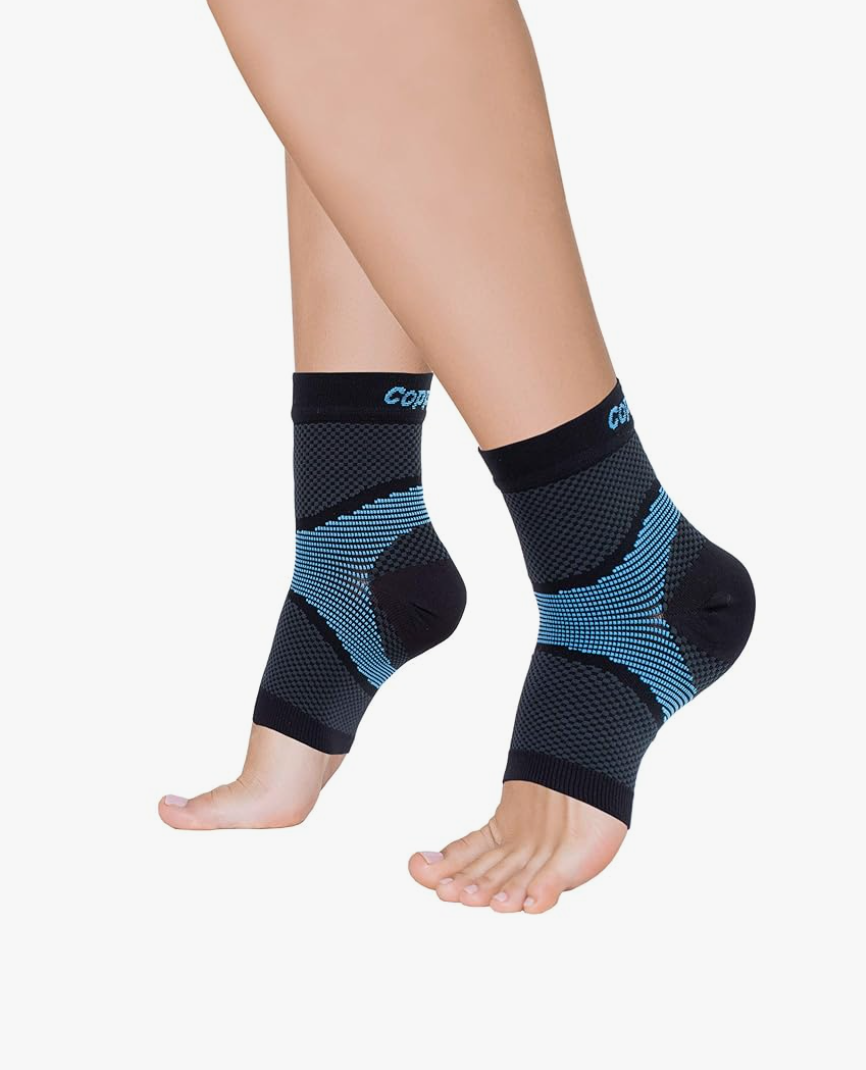 Copper Fit ICE Plantar Fascia Compression Foot and Ankle Sleeve Infused with Menthol, 1 Pair