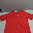 TICTICMISS Women's V Neck T Shirts Mesh Panel Short Sleeve Tops Casual Summer Tees (Red, M)