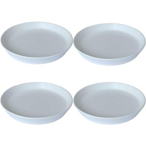 4 Pack of Plant Saucer, 5 inch Glazed Ceramic Plant Tray, Deep Drainage Tray for 4 Inch Flower Pot,Plant Dish Plate to Catch Water for Indoor & Outdoor (White)