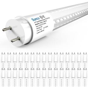 Sunco 30 Pack T8 LED 4FT Tube Light Bulbs Ballast Bypass Fluorescent Replacement, 5000K Daylight, 15W, Clear Cover, Retrofit, Single Ended Power (SEP), Commercial Grade UL