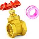 GASHER 1PCS 1-1/2 Inch Brass industrial Gate Valve, Heavy-duty Rotary Sluice Valve With Female x Female Threads, With Wheel Handle, For Water, Oil, Gas