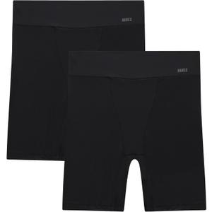 Hanes Women's Moves Underwear, Anti-Chafe Slip Shorts, Microfiber Slip Shorts for Women, 2-Pack (Medium, Black/Black)