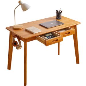 Wood Writing Desk with Drawer and Hanging Rod, Small Computer Desk Table, 39x20x30inch Work Desk, Study Desk, Small Wooden Dining Table Cherry Wood Color YD-WD01N