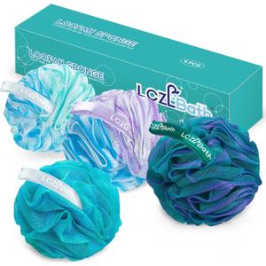 Loofah 4 Pack 75g Extra Large Loofa Set Soft Bath Sponge Thick Body Wash Puffs for Shower
