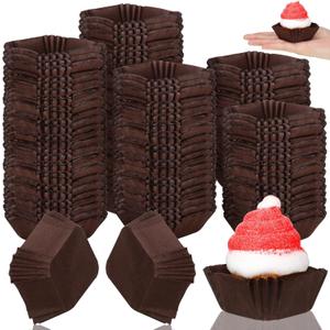 Tanlade 350 Pcs Square Mini Cupcake Liners Disposable Brownie Baking Pan Liners Paper Baking Cup for Cup and Cupcakes Party Supplies for Weddings Birthdays Bridal(Coffee)