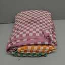 Checkered Bath Towels Set of 3, 100% Cotton Bath Towels Large, 600GSM, 55 * 28 in, Luxury Shower Towels for Bathroom, Soft Absorbent Quick-DryOrange+Dark Green+Pink