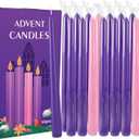 16-Pack Christmas Advent Candles (12 Purple & 4 Pink), 10 Inch Taper Candles for Holiday Decor - Unscented, Dripless & Long-Lasting for Church, Christmas, Weddings and Table Centerpieces