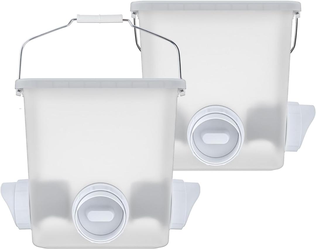 Automatic Chicken Feeder Chicken Feed Container Hanging Chicken Feeder Rainproof Poultry Feeder Bucket (Frosted)