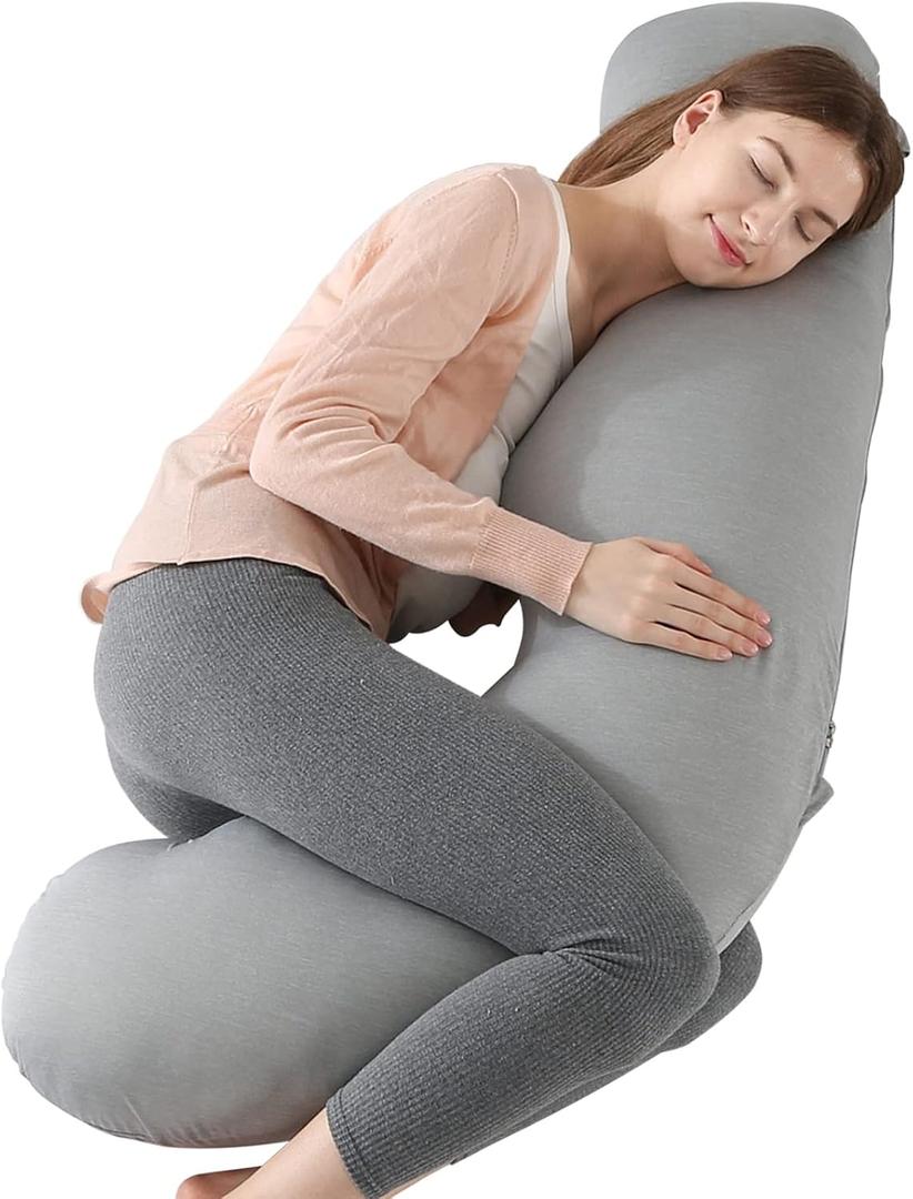BATTOP Pregnancy Pillows for Sleeping,Maternity Pillow with Cooling Cover,Support for Belly,HIPS, Legs,Pregnancy Must Haves,Side Sleeper Body Pillow