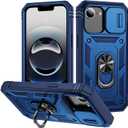 Case Compatible with iPhone 16e, Shockproof Impact Resistant with Slide Lens Protective Cover Case for iPhone 16e 6.1 inch (Blue)