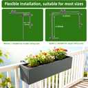 Metal Railing Planter Box, 30 Inch Balcony Planters with Adjustable Brackets, Large Hanging Planters for Outdoor Fence Deck