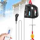 NEWTRY 3 in 1 Electric Hoist Winch 220lb, 16ft/min Manual|Cable|Wireless Remote Control, 82ft Portable Power Electric Lift with Sling Strap for Lifting Small Engines, Bicycles, Groceries