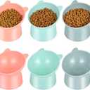 6 Pcs Plastic Raised Cats Bowls 15 Degrees Elevated Cat Bowls, Anti Vomiting Tilted Raised Cat Food Bowl Whisker Friendly Pet Bowl Stand, Pet Feeders for Cats and Small Dogs