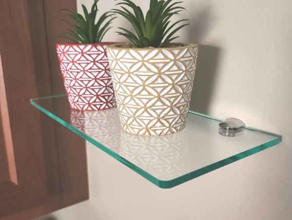 Faux Glass Floating Shelf Size 12"x22",