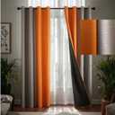 F-CHU Burnt Orange Curtains for Living Room Grey and Orange Patchwork Curtains Thermal Insulated Room Darkening Window Drapes for Bedroom Grommet 90 inch Long 2 Panels