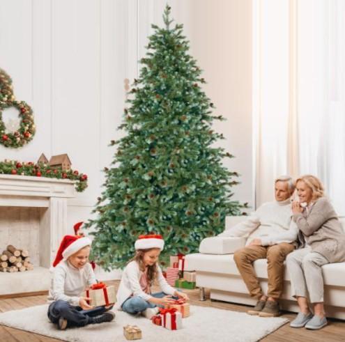 CM24734US 8 ft. Christmas Tree with 8 Lighting Modes & Pine Cones - 8 f