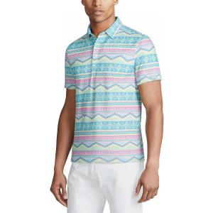SURF CUZ Golf Shirt Moisture Wicking for Men Dry Fit Polo Shirts Short Sleeve Print Performance 4-Way Stretch (Blue, XXXL)