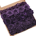 Ling's moment Artificial Flowers Fake Roses Faux Peony Foam Gardenia Combo for DIY Wedding Bouquets Centerpieces Arrangements Bridal Shower Party Home Decorations, Purple, 23pcs
