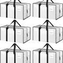 Pack Extra Heavy Duty Large Moving Bags with Strong Zipper, White
Comfortable Handles, Sturdy & Durable Clothes Storage Bags Totes Bins, Blue Packing Moving Boxes for College Supplies