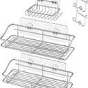 Nieifi Shower Caddy Shelf with Hooks Storage Rack Organizer Adhesive Stainless Steel without Drilling for Bathroom, Lavatory, Washroom, Restroom, Shower, Toilet, Kitchen (Sliver, 3 Pack)