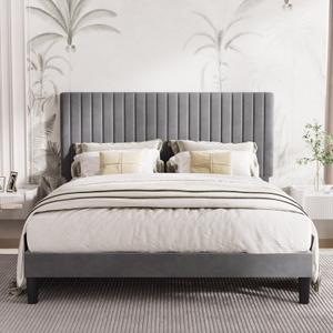 Dunphy Upholstered Platform Bed with Adjustable Headboard 58"
