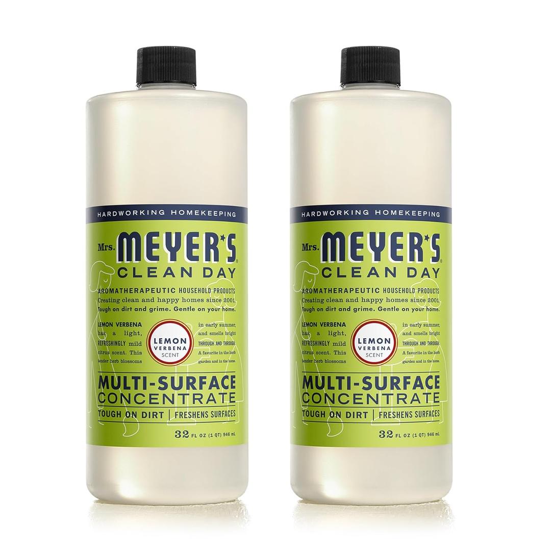MRS. MEYER'S CLEAN DAY Multi-Surface Cleaner Concentrate, Use to Clean Floors, Tile, Counters, Lemon Verbena, 32 Fl. Oz - Pack of 2
