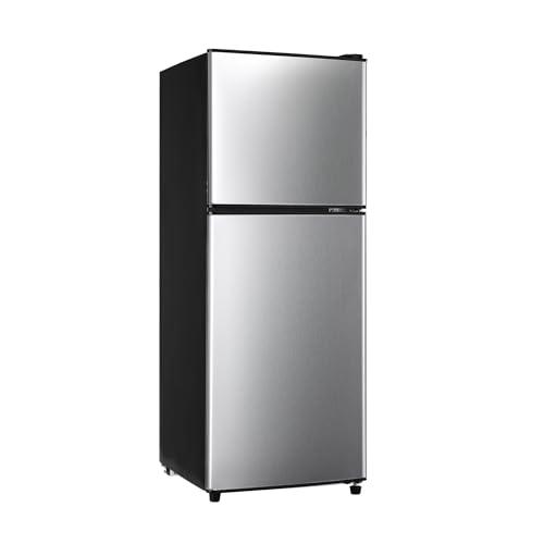 Zyerch 4.8 Cu. Ft. Fridge with Freezer, 2-Door Mini Fridge with Freezer, Adjustable Thermostat Small Refrigerator, Dorm Refrigerator for Apartment, Office, Kitchen, Silver
