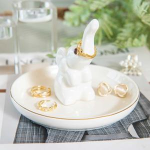 Elephant Ring Holder Dish, Ceramic Jewelry Tray Trinket Dish for Necklace Keychain Organizer, Cute Funny Birthday Wedding Mothers Day Gift for Women Friends Girls