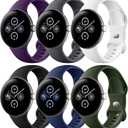 Maledan 6 Pack Bands Compatible for Google Pixel Watch 4/3 41mm 45mm Bands/Google Pixel Watch 2 Bands Men Women, Stylish Breathable Replacement Sport Wristbands for Smartwatch 1/2/3/4, S