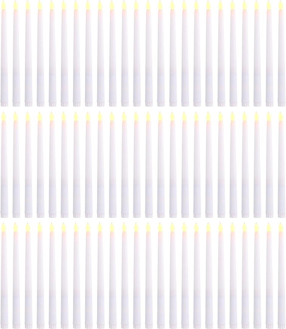 72 Pcs Flameless Taper Candles, LED Flameless Candles Flickering Taper Fake Candles Bulk Battery Operated, Christmas Home Wedding Decor(0.8 X 11 Inch)