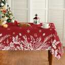 Horaldaily Christmas Tablecloth 60×60 Inch, Floral Leaf Red Washable Table Cover for Party Picnic Dinner Decor