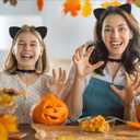 Snwquik 3 PCS Cat Ears Headband with Tail and Bell Choker,Cat Costumes Accessories for Adults Women Halloween Dress Up Party Set (Black)