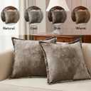 Luxurious Velvet Throw Pillow Covers 20x20 Set of 2 Decorative Pillow Covers Solid Square Cushion Case for Sofa Couch Bedroom Farmhouse, Brown