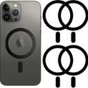 Metal Ring Compatible with MagSafe Sticker Designed for iPhone 12~17, Circle Magnetic Magnet Adapter Rings for Phone Case (Black)