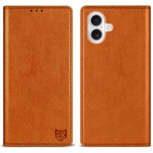 ZZXX for iPhone 17 Wallet Case with [RFID Blocking] Card Slot Stand Strong Magnetic Leather Flip Fold Protective Phone Case for iPhone 17 Case Wallet(Brown-6.1 inch)