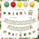 Sursurprise Locally Grown Baby Shower Decorations, Locally Grown Banner Balloons Fruit Vegetables Cupcake Toppers, Farmers Market Gardener Party Supplies