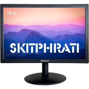 SKitphrati 15.6 Inch Small PC Monitor, FHD VA 1080P Desktop Display with 1920x1080 99% sRGB HDMI VGA Ports, 2 Hole Mounting, LED Monitor for PC, Laptop and Computer, Black