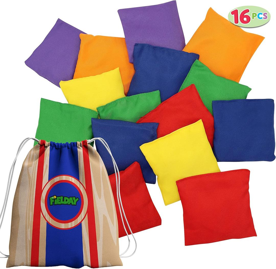 JOYIN 16 Cornhole Bean Bags for Tossing (4.7 x 4.7), Durable Nylon All-Weather Game, Includes 15 Bean Bags and a Carry Bag, Cornhole Game Set, Party Supplies for Kids & Adults