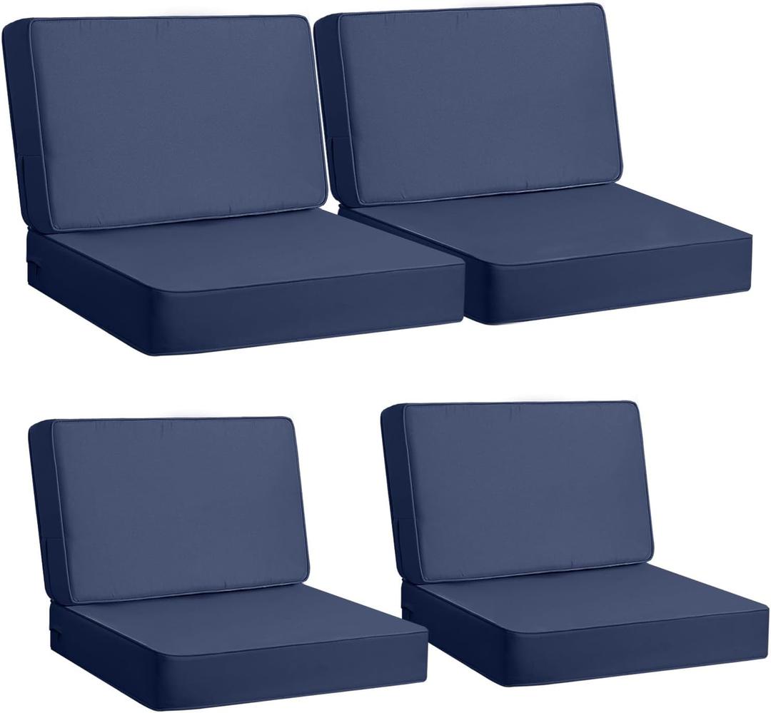 AAAAAcessories Outdoor Deep Seat Cushions, Foam Pillow, Waterproof, Fade-Resistant Patio Furniture Replacement Cushions, 24" x 24" x 5", Set of 10, Navy Blue (24x24-19'' Mid Back-2 Count)